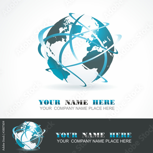 Sphere 3d design. Vector symbol. Globe blue anr white. photo