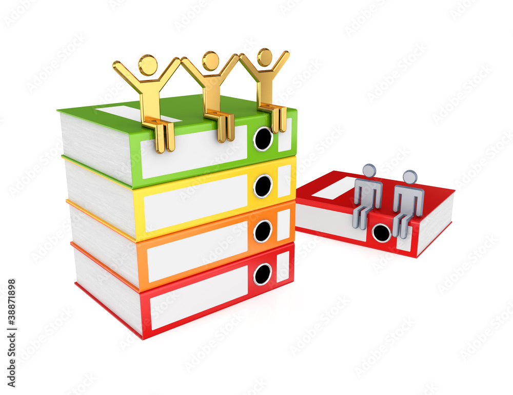 3d small people and colorful folders. 3d small people and colorful folders.