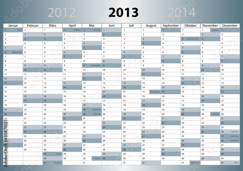 Kalender 2013 deutsch mit Feiertagen (DIN-Format) photo