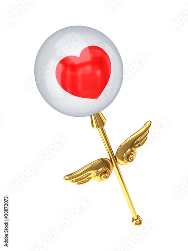 Magic wand with a red heart. photo