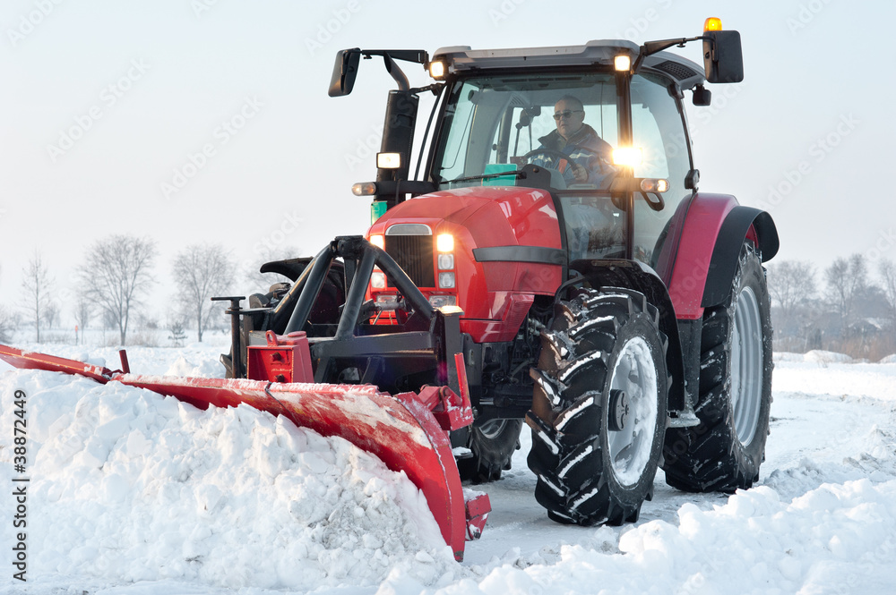 Tractor cleaning snow Tractor cleaning snow