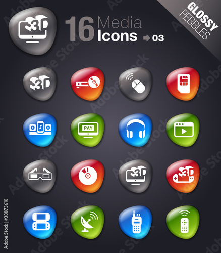 Glossy Pebbles - Media Icons