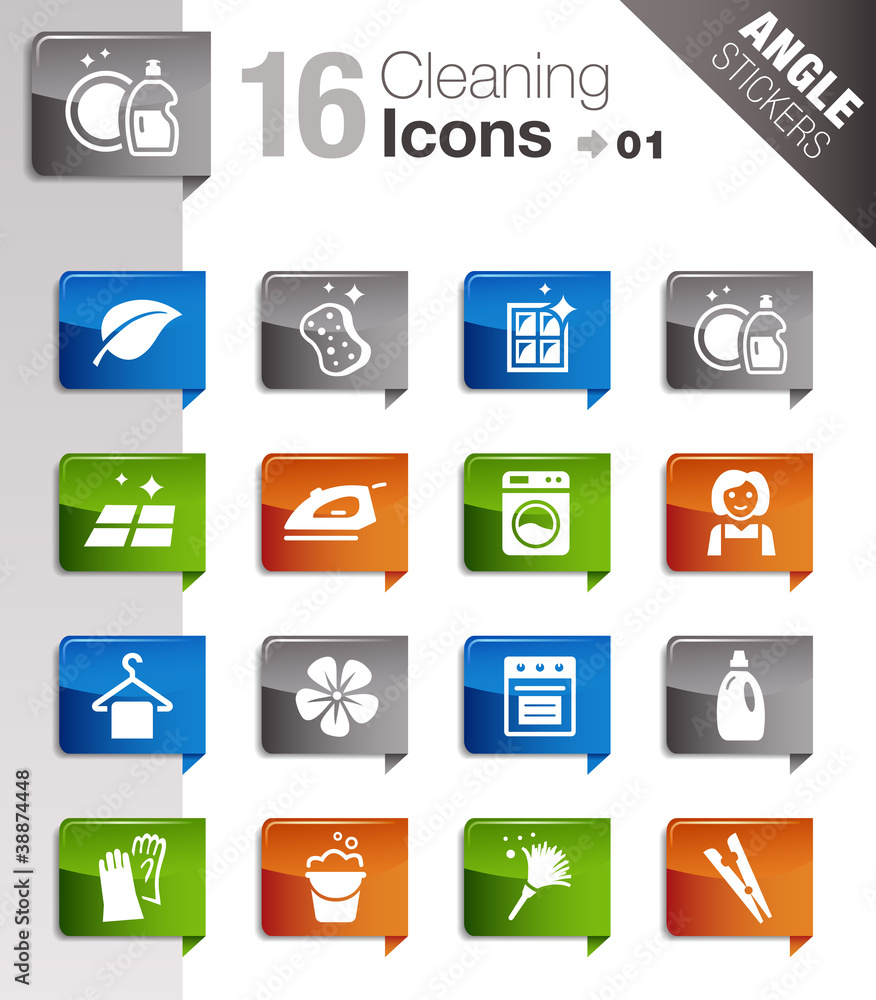 Angle Stickers - Cleaning Icons Angle Stickers - Cleaning Icons