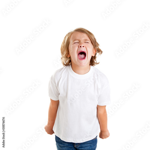 children kid screaming expression on white