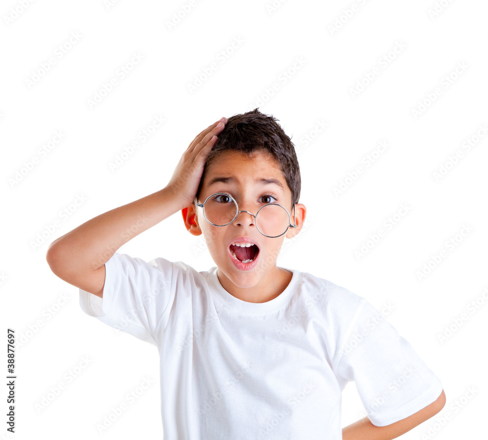 children nerd kid with glasses and silly expression children nerd kid with glasses and silly expression