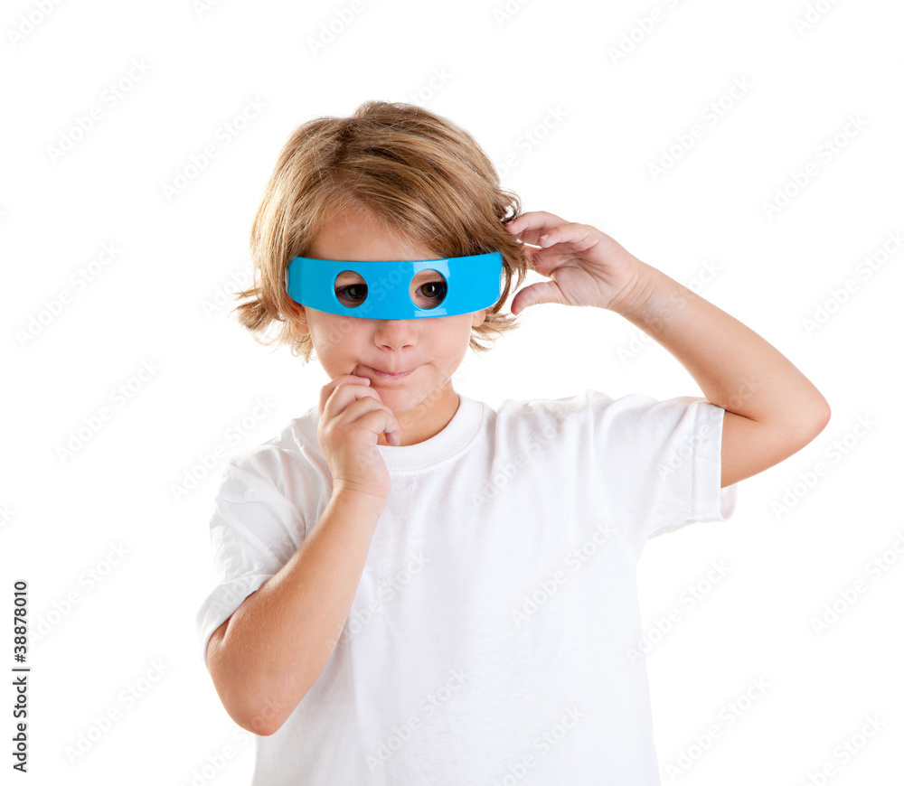 children kid with futuristic funny blue glasses happy