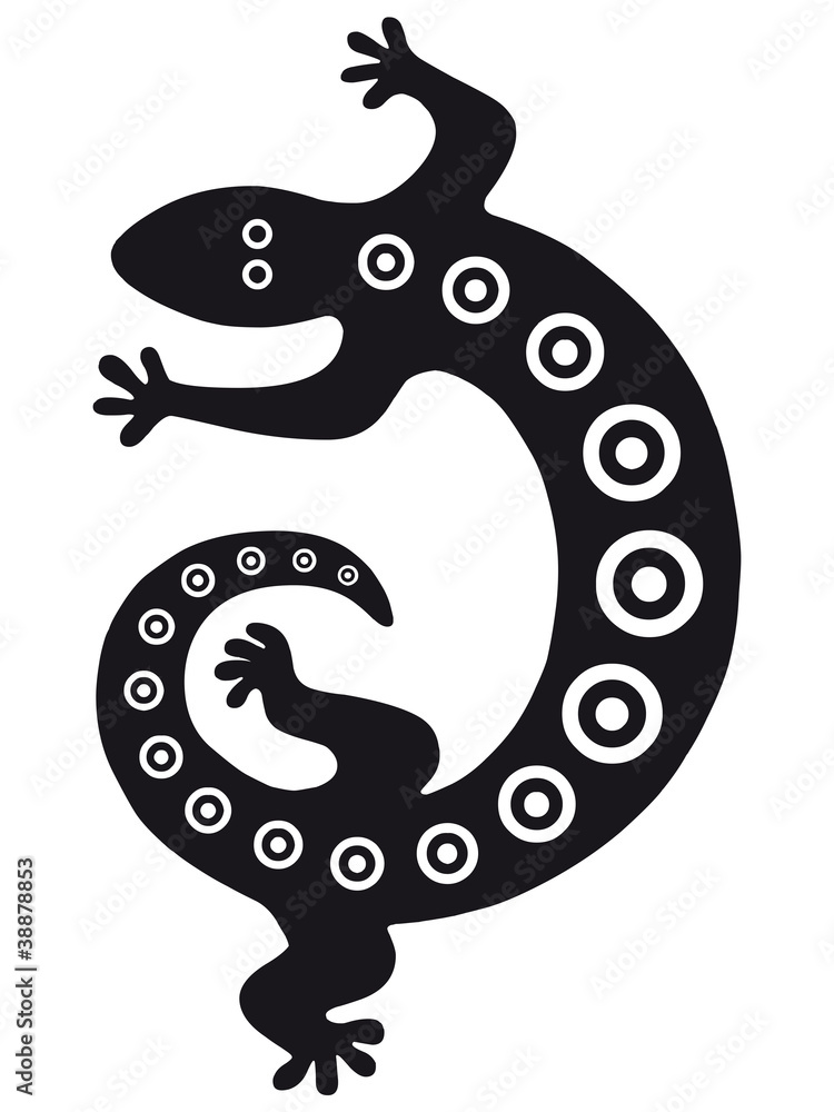 Obraz premium Schwarzer Vektor-Gecko mit Kreismuster