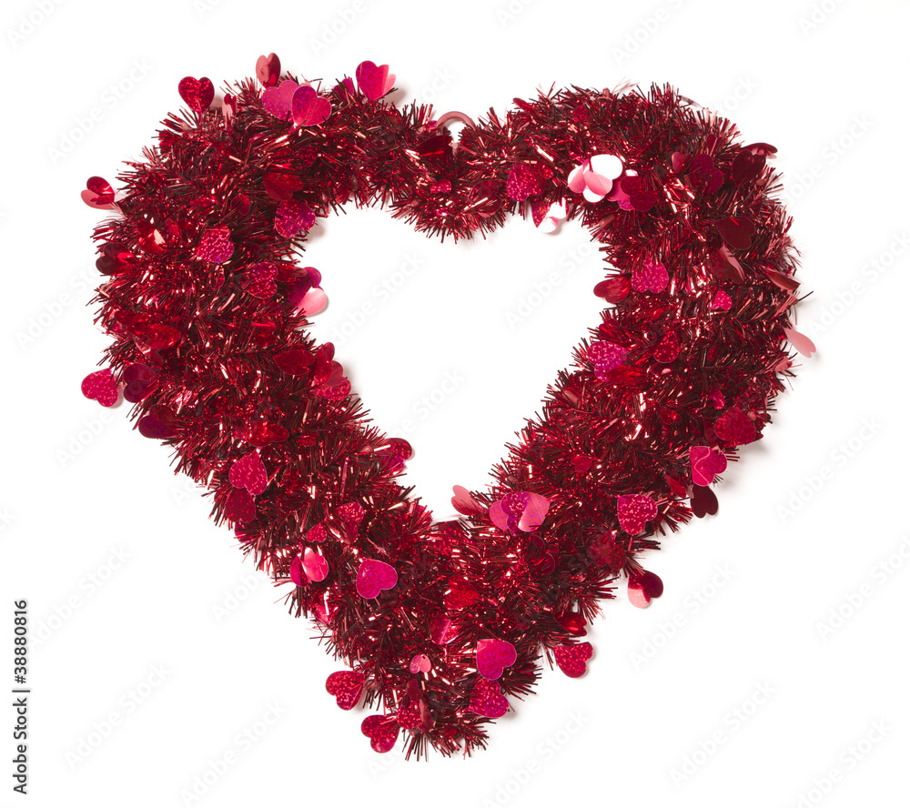 Heart Shaped Shiny Tinsel with Small Hearts Heart Shaped Shiny Tinsel with Small Hearts