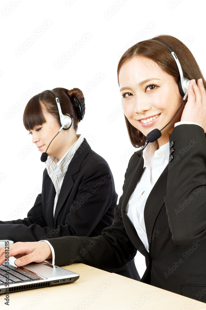 Beautiful businesswoman with headset Beautiful businesswoman with headset