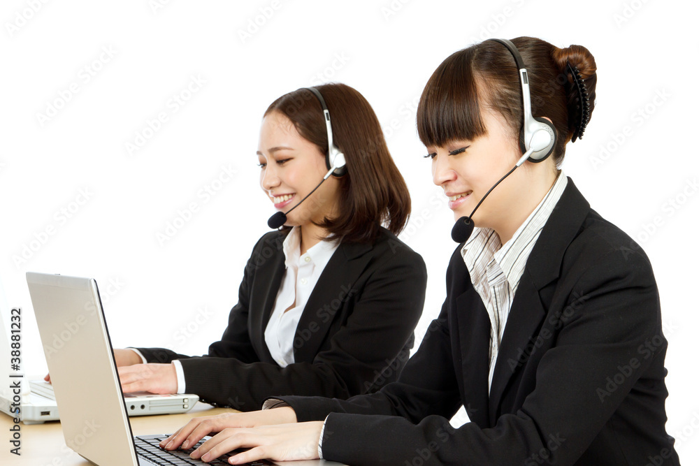 Beautiful businesswoman with headset Beautiful businesswoman with headset