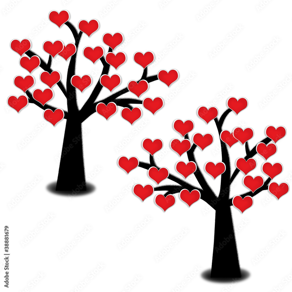 red heat blooming on tree isolated on white background red heat blooming on tree isolated on white background