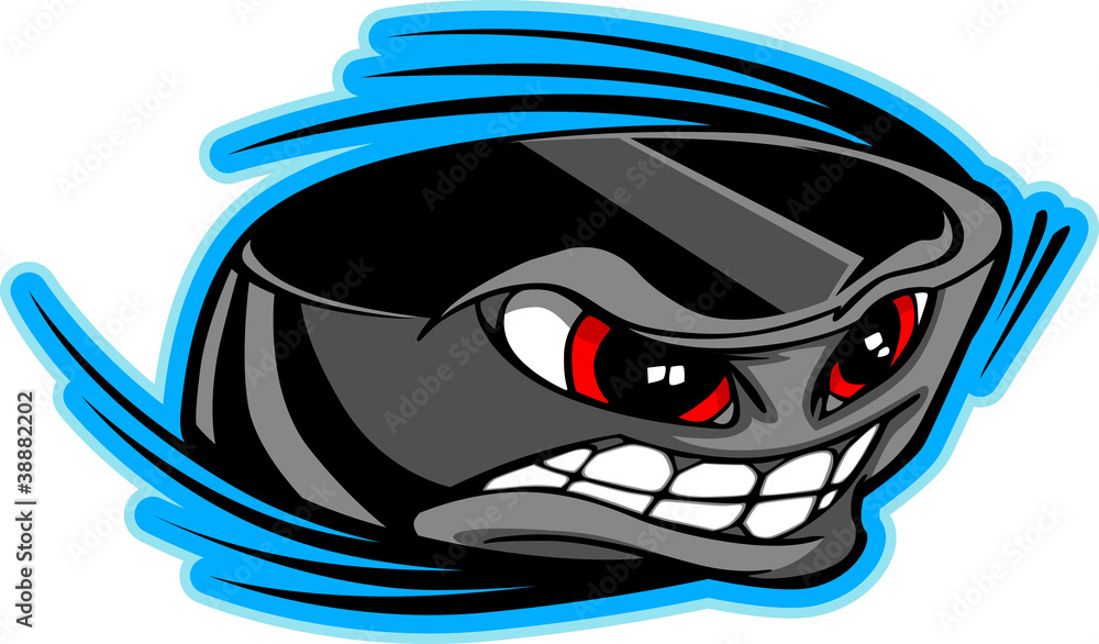Obraz premium Ice Hockey Puck Face Cartoon Vector Image