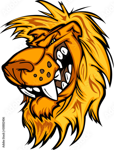 Fototapeta Naklejka Na Ścianę i Meble -  Snarling Cartoon Lion Mascot Vector Graphic