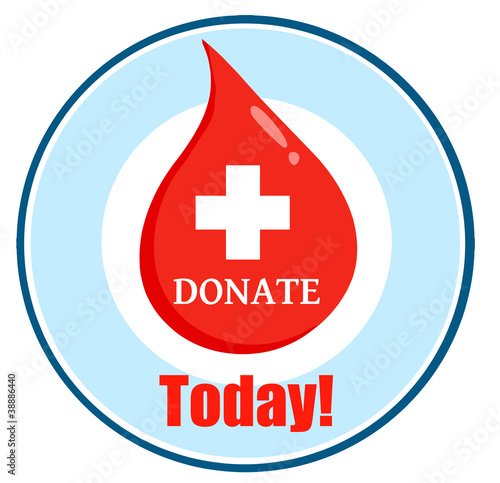 Red Blood Drop With Banner With Text Donate Today