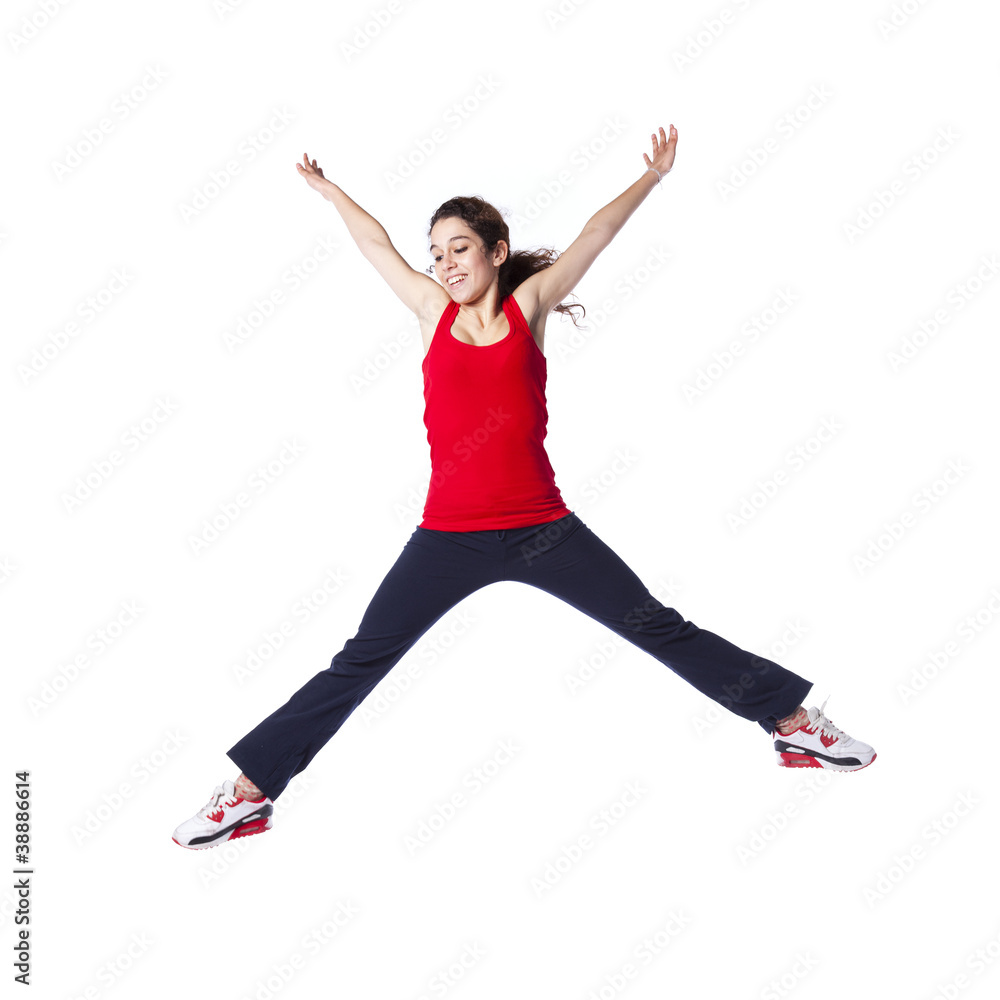 Obraz premium Young woman jumping