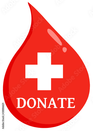 Red Blood Drop With Medicine Simbol And Text Donate