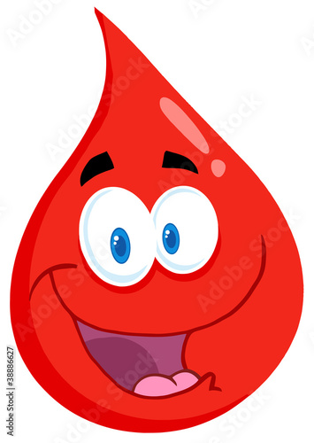 Happy Red Blood Drop Cartoon Character