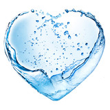 Valentine heart made of blue water splash isolated on white back