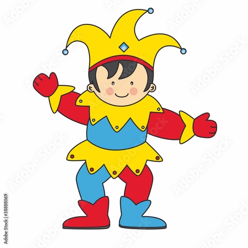 Niño disfrazado de bufón