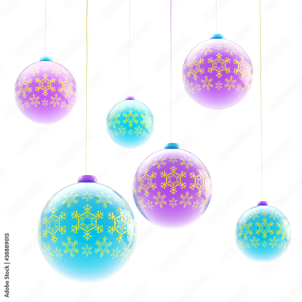 Christmas balls with the snowflake ornament Christmas balls with the snowflake ornament