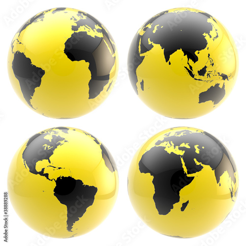 Set of four glossy planet g...