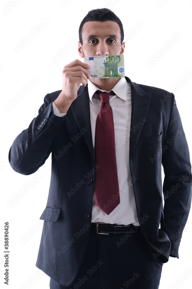 Business man holding money