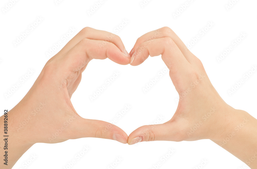 Love concepts - Hands forming a heart on white background(man an Love concepts - Hands forming a heart on white background(man an