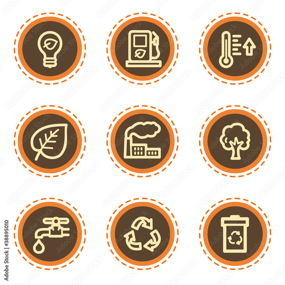 Ecology web icons set 1, vintage buttons