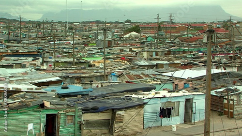 view over shackland  township in south africa photo