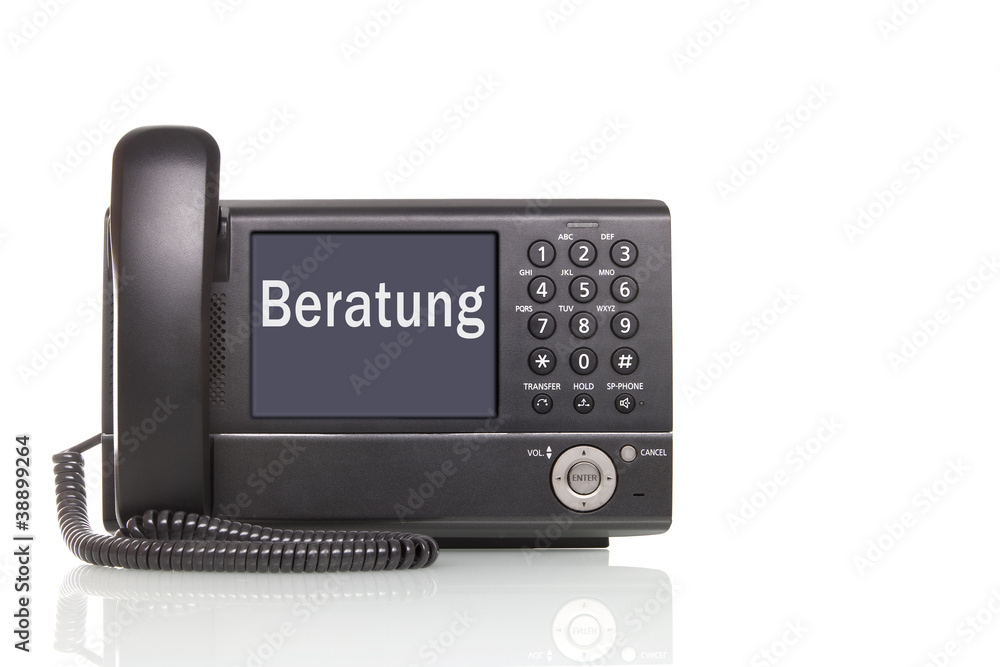 Fototapeta premium telefonische Beratung schwarzes Telefon mit großem display