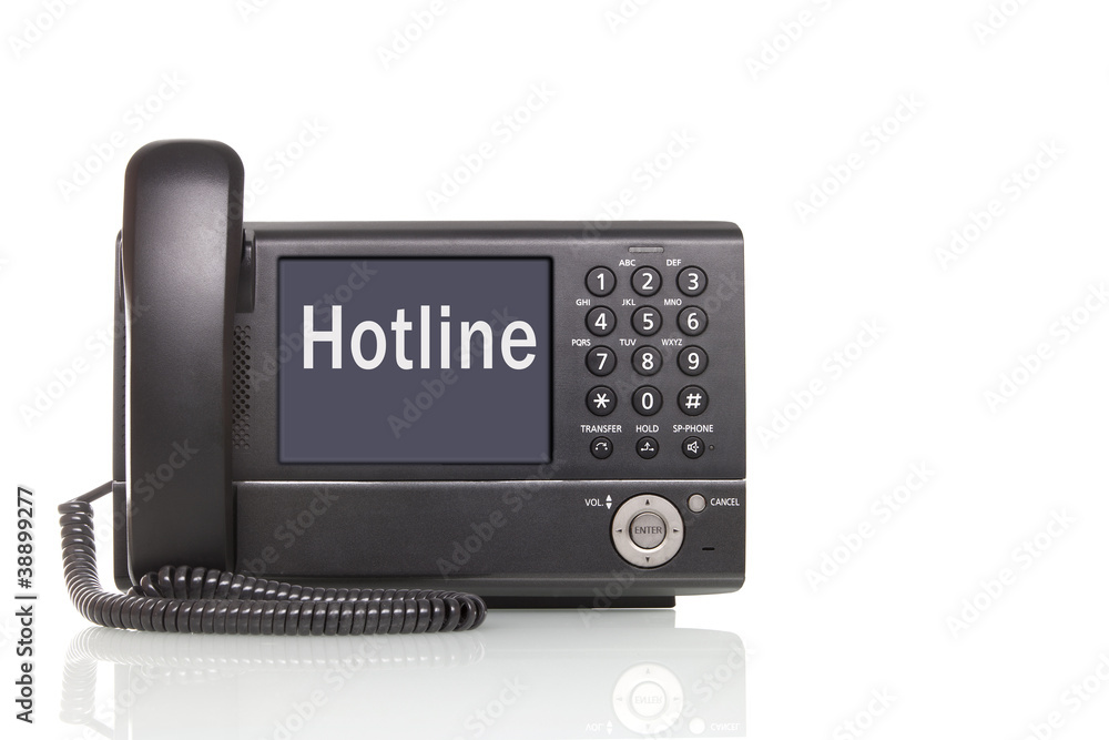 Fototapeta premium schwarzes Telefon Hotline Service