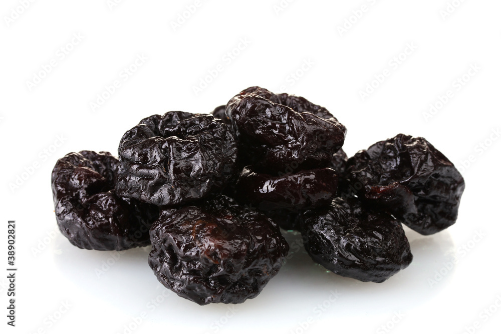 yummy dried plums isolated on white yummy dried plums isolated on white