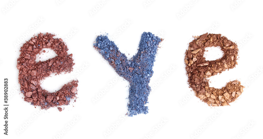 Crushed three-color eyeshadows isolated on white Crushed three-color eyeshadows isolated on white