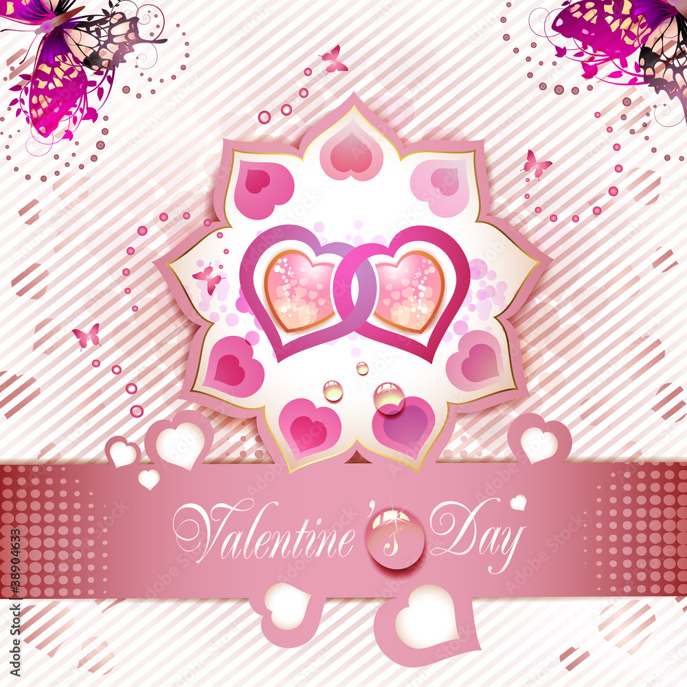 Valentine's day card with butterflies Valentine's day card with butterflies