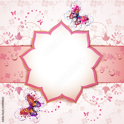 Background with butterflies and hearts