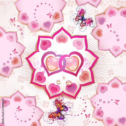 Valentine's day card with butterflies