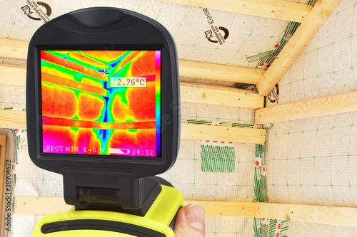 thermography showing weak spots in the thermal insulation photo