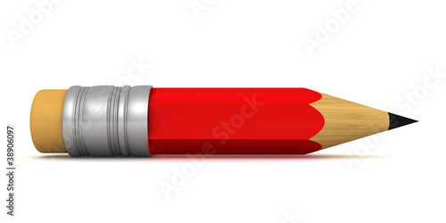 short red pencil with a shadow. concept of education and schools