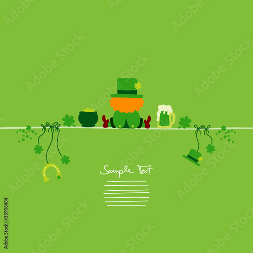 St. Patrick´s Day Sitting Leprechaun & Symbols