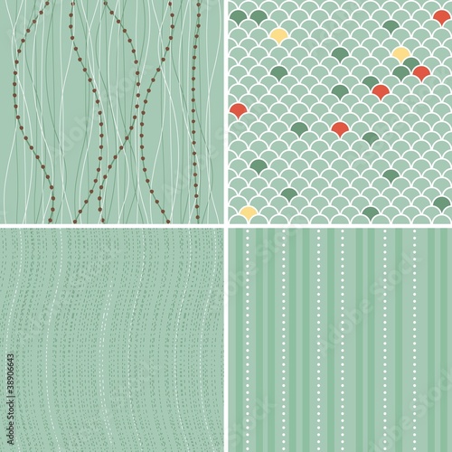 set of seamless backgrounds in retro blue