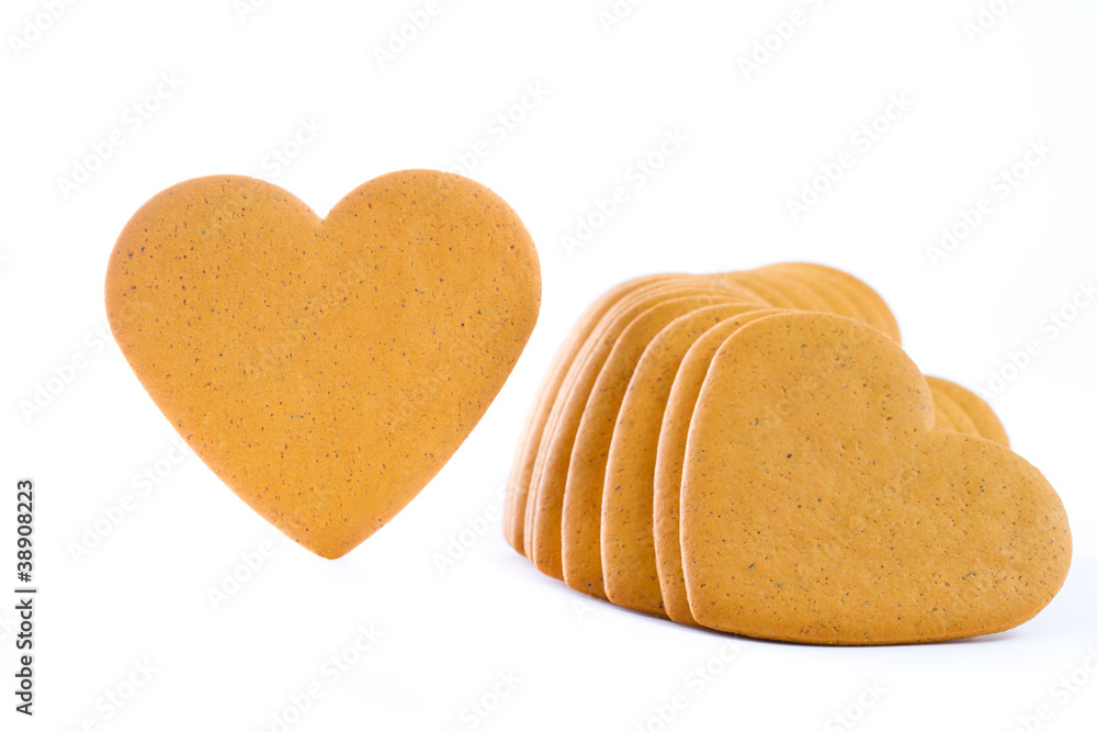 Gingerbread hearts isolated on white Gingerbread hearts isolated on white