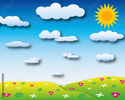 Sunshine day with cloudy sky.