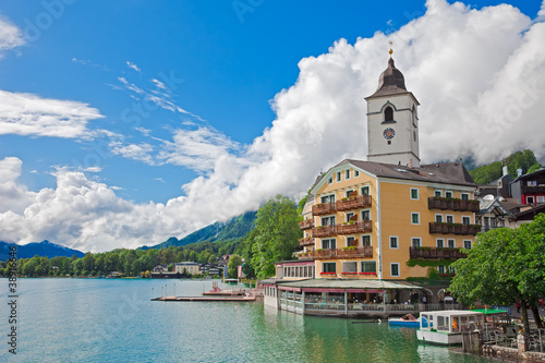 Village St. Wolfgang on the lake Wolfgangsee Austria