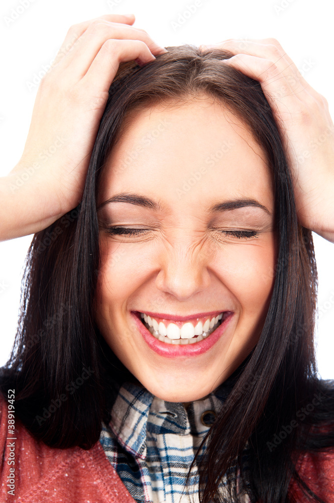 Closeup of a comically frustrated caucasian woman Closeup of a comically frustrated caucasian woman