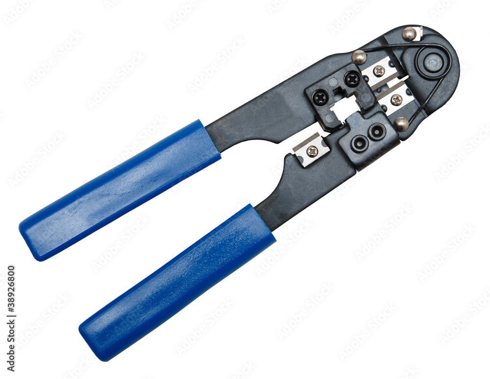 Fototapeta premium Crimping Tool for telephone and computer plugs isolated on white