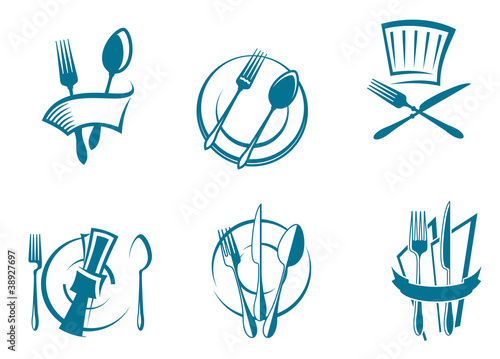 Restaurant menu icons and symbols