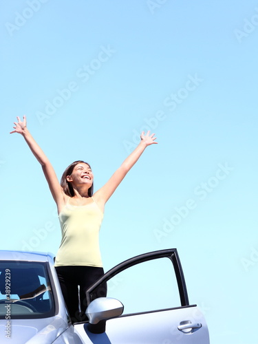 Car woman happy freedom