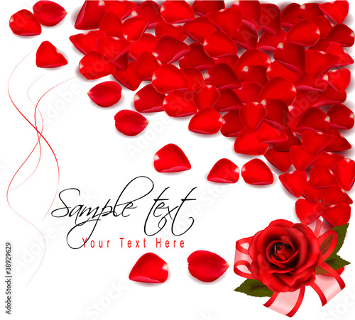Background of red rose petals. Vector