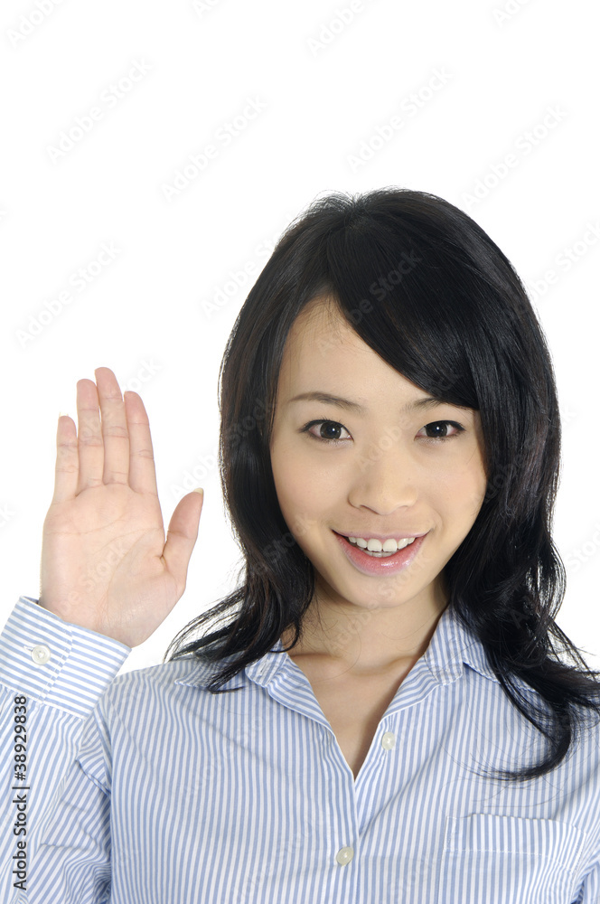 picture of lovely young woman showing stop sign picture of lovely young woman showing stop sign