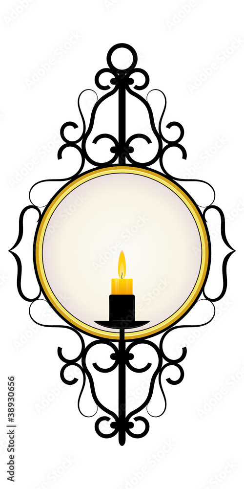 Candle and a mirror in a frame Candle and a mirror in a frame